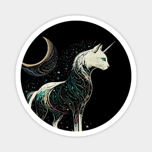 Mystic Unicorn Cat Under The Moonlight Magnet